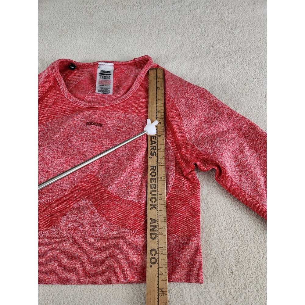 Red Gymshark Long Sleeve Crop Top Athletic Shirt Women's Size Large Keyhole Back - Picture 8 of 9